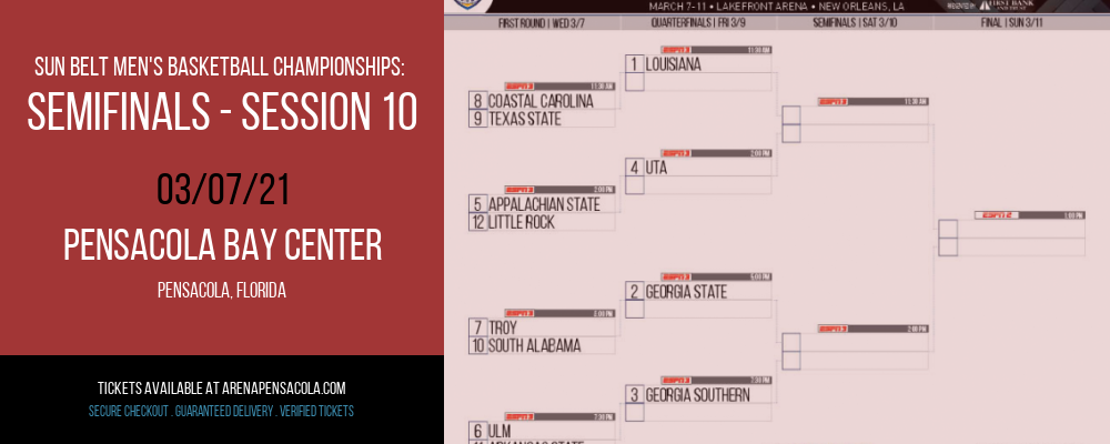 Sun Belt Men's Basketball Championships: Semifinals - Session 10 at Pensacola Bay Center tickets Sun Belt Men's Basketball Championships: Semifinals - Session 10 at Pensacola Bay Center
