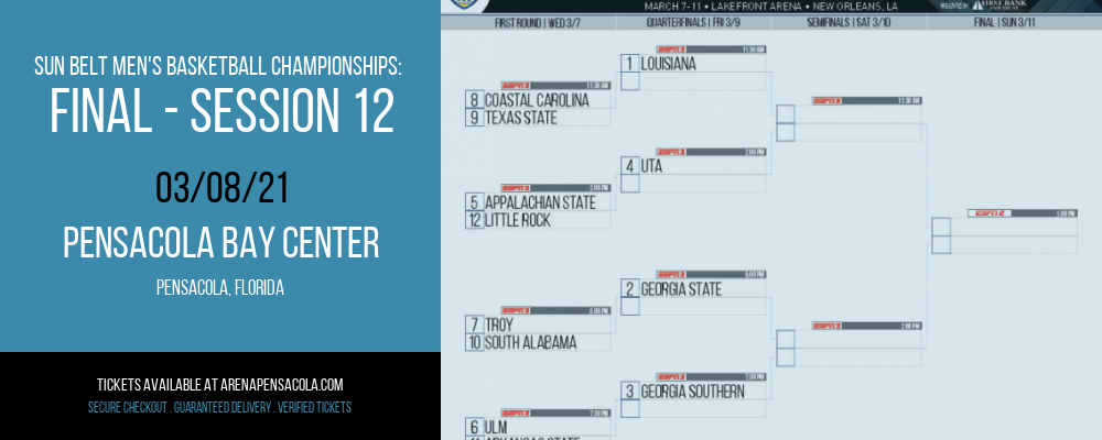 Sun Belt Men's Basketball Championships: Final - Session 12 at Pensacola Bay Center tickets Sun Belt Men's Basketball Championships: Final - Session 12 at Pensacola Bay Center